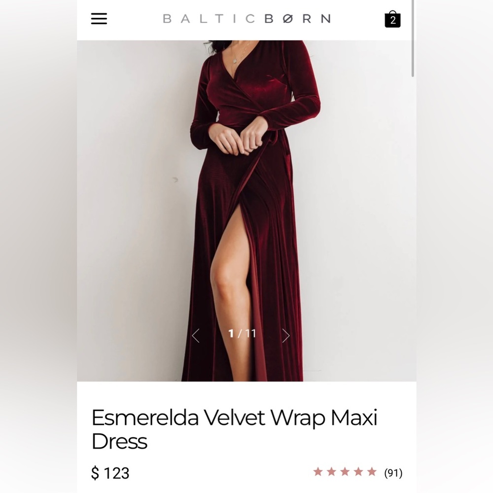 BalticBorn - Esmeralda Velvet Wrap Maxi Dress